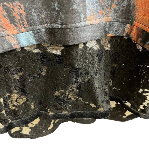 Kaktus Tunic Top XL Long Sleeve Lace Hem Trim Multicolor Black Blue Purple Brown - Picture 3 of 11